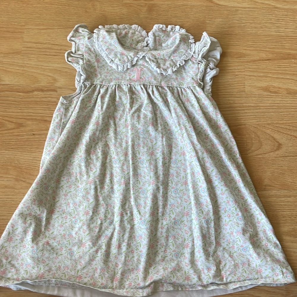 Cecil and Lou Girls 4T White Floral Dress with monogram M